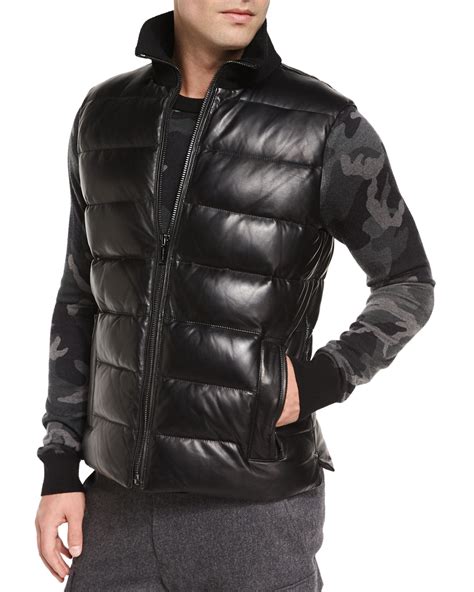 michael kors black men's quilted puffer vest|michael kors puffer vest men's.